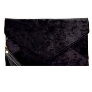 Faux Velvet Envelope Clutch